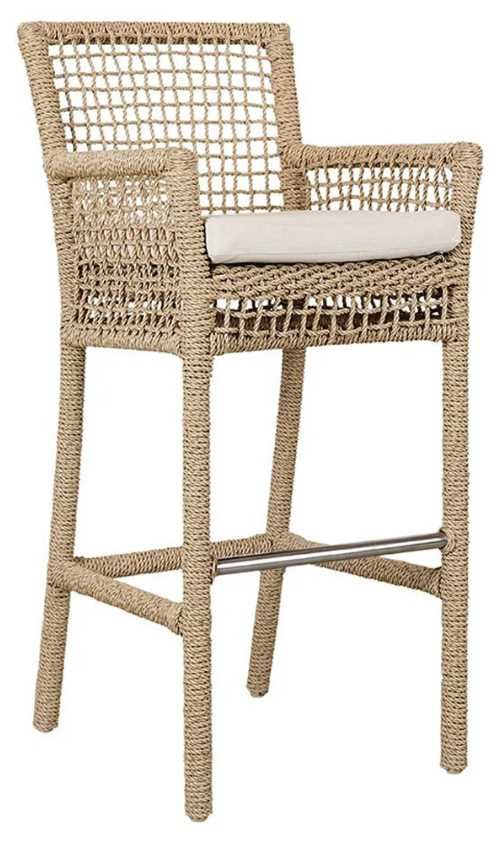 Classic Home Brisbane Natural Rope Outdoor Bar Stool-0