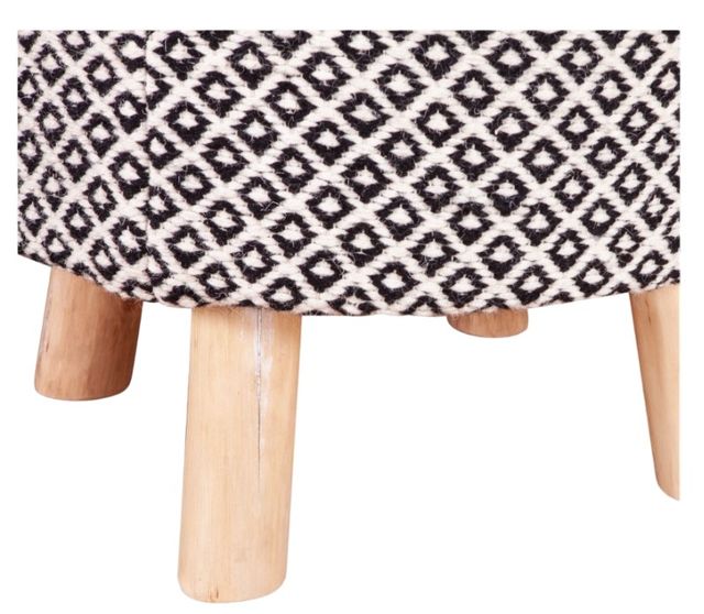 Home Trends & Design Marrakech Gray Septarian/ Handloom Durry Accent Stool-2