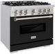 ZLINE Classic 36" Stainless Steel Pro Style Gas Range with Black Matte Door-5