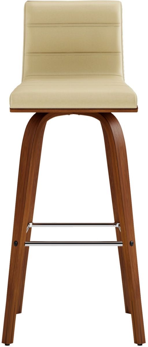 Armen Living Vienna Cream/Walnut Swivel Bar Stool-3