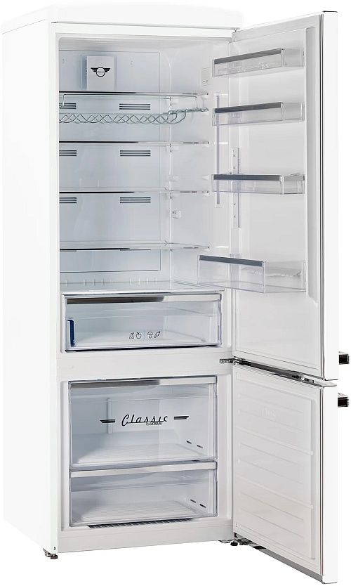 Unique Appliances Classic Retro 28" 17 Cu. Ft. Marshmallow White Counter Depth Bottom Freezer Refrigerator-2