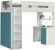 ACME Furniture Nerice Teal/White Twin Youth Loft Bed with Desk and Wardrobe-0