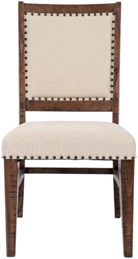 Jofran Inc. Fairview Beige/Dark Oak Upholstered Dining Side Chair-2