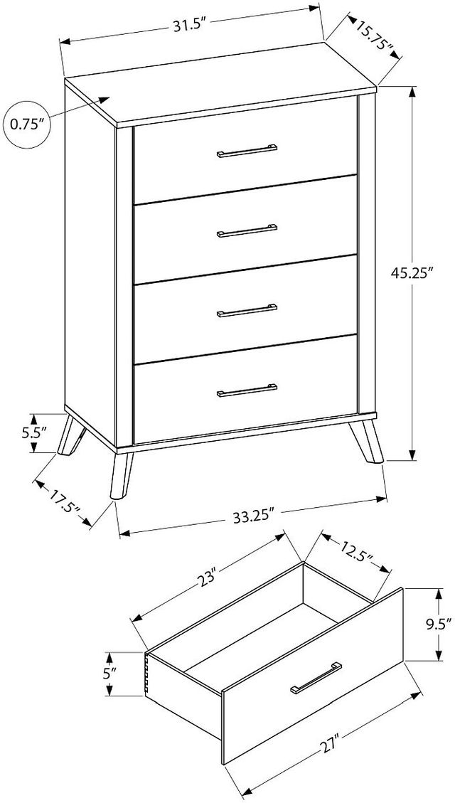 Monarch Specialties Inc. Graphite/Grey Chest-1