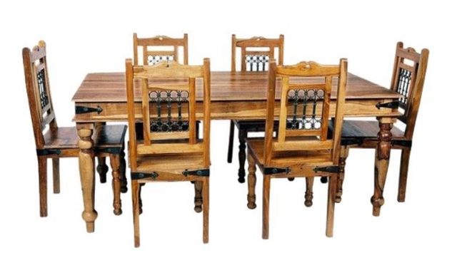 Jaipur Furniture Jali Range Dark Brown 78" Dining Table-0