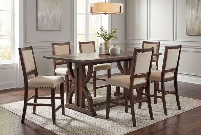 Jofran Inc. Fairview 7-Piece Beige/Oak Counter Dining Set-1