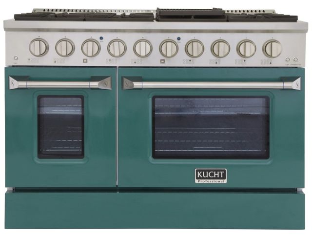 Kucht Professional KNG Series 48" Stainless Steel Pro Style Liquid Propane Gas Range with Green Door-1