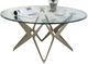 Furniture of America® Alvise Glass Top Coffee Table with Champagne Cross Legs-0