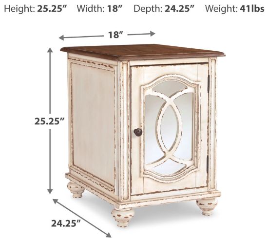 Signature Design by Ashley® Realyn Brown Cabinet Door Chairside End Table with White Base-5