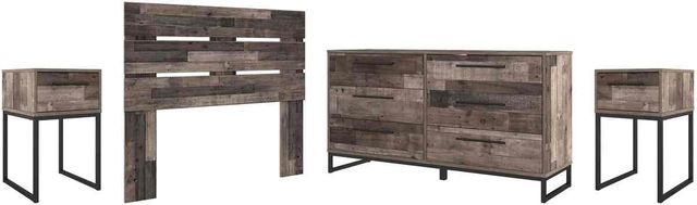 Signature Design by Ashley® Neilsville 4-Piece Multi Gray Full Panel Headboard Set-0