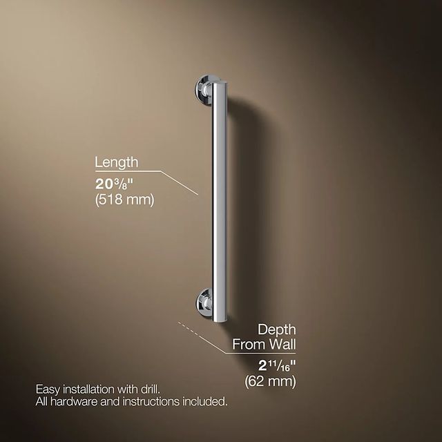 KOHLER® Purist® Polished Stainless 18" Grab Bar-2