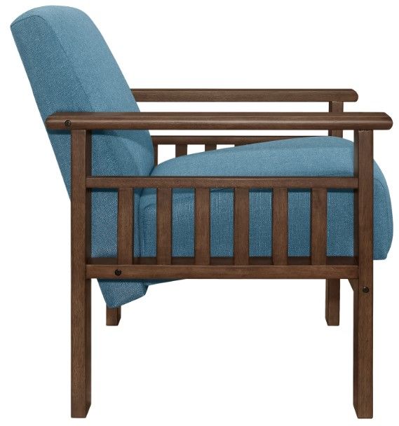 Homelegance® Helena Blue/Walnut Accent Chair with Storage Arms-3