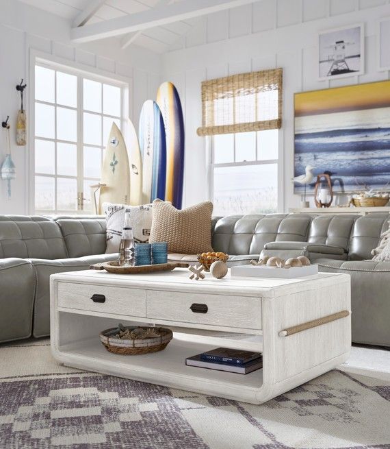 Magnussen Home® Sunset Cove Moonlight Pearl Rectangular Cocktail Table-1