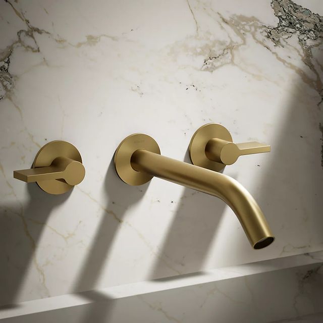 KOHLER® Components® Vibrant Brushed Moderne Brass Bathroom Sink Faucet Lever Handle Trim-3
