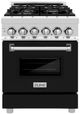 ZLINE Legacy 24" Stainless Steel Pro Style Dual Fuel Range with 4 Burner Gas Cooktop, Electric Convection Oven and Black Matte Door-0