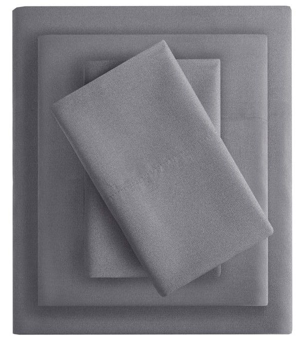 Olliix by Clean Spaces Charcoal Infused Charcoal Queen Solid Microfiber Sheet Set-0