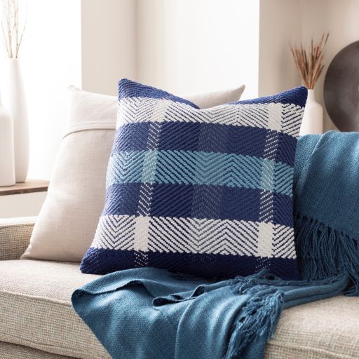 Surya Jacobean Dark Blue 18"x18" Toss Pillow with Polyester Insert-3