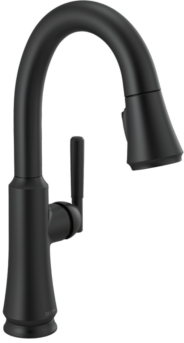 Delta Coranto® Matte Black Single Handle Pull-Down Bar/Preparation Kitchen Faucet-0