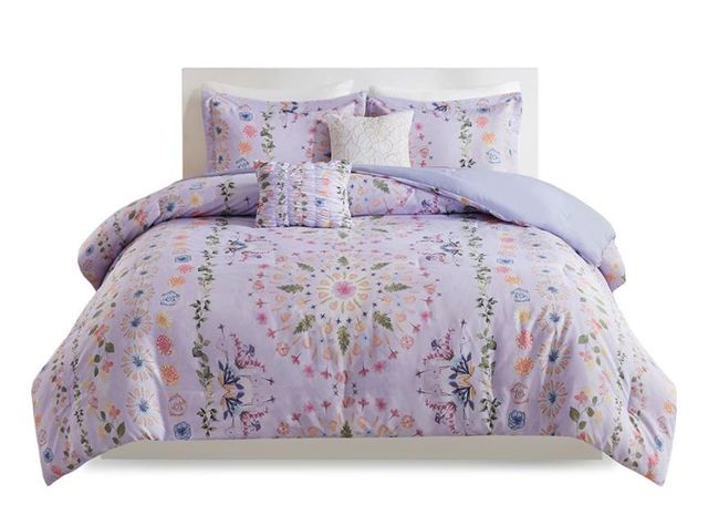 Olliix by Intelligent Design Navi Purple Full/Queen Printed Comforter Set-0