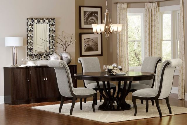 Mazin Furniture Savion Beige/Espresso Dining Room Side Chair-1