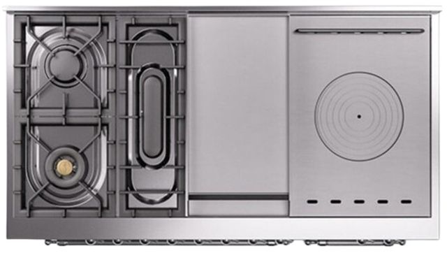 Ilve® Nostalgie II Series 48" Stainless Steel Pro Style Dual Fuel Range-3