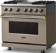 Viking® 5 Series 36" Nantucket Pro Style Dual Fuel (NG) Range with Brushed Brass Trim-3