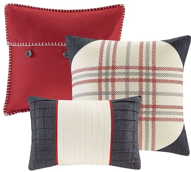 Olliix by Madison Park 6 Piece Red Full/Queen Ridge Reversible Herringbone Coverlet Set-3