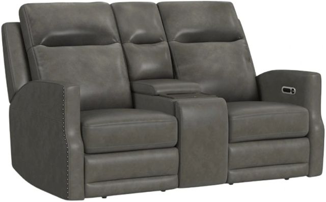Flexsteel® Maxwell Cinder Leather Power Reclining Loveseat with Console-0