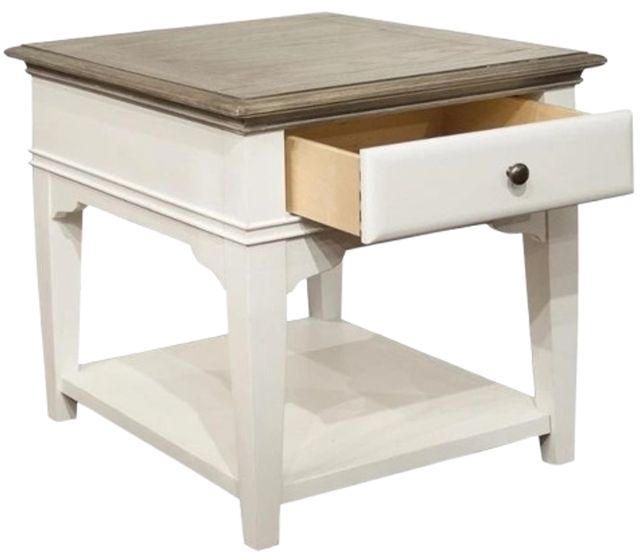 Riverside Furniture Myra Natural End Table with Paperwhite Base-3
