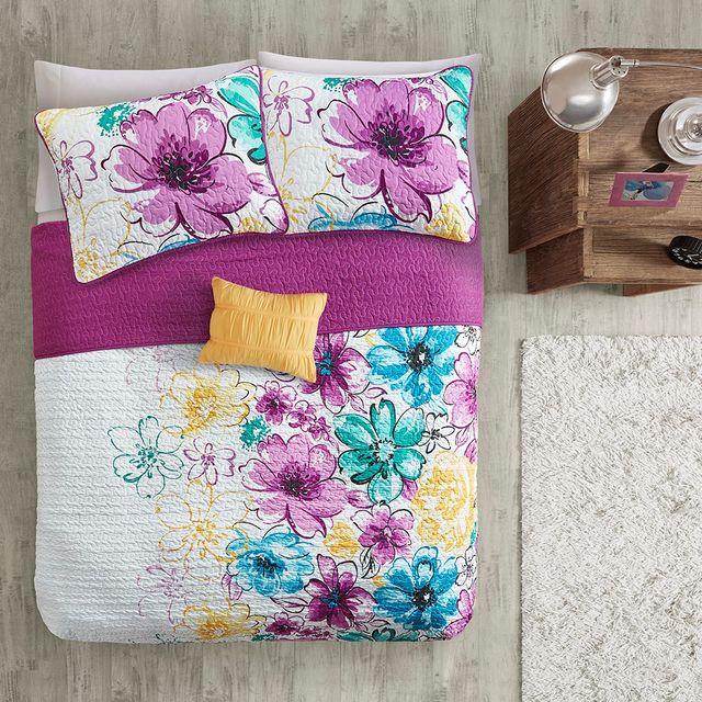 Olliix by Intelligent Design Olivia Blue Full/Queen Reversible Coverlet Set-1