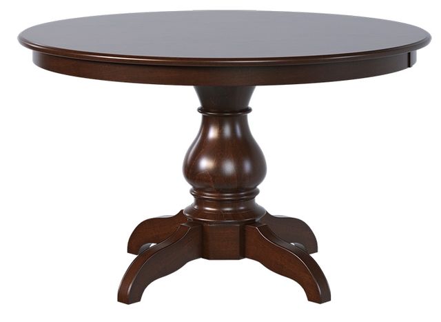 Country View Woodworking Customizable Westfield 38" Hickory Top Dining Table with 2-Leaf and Brown Maple Base-0