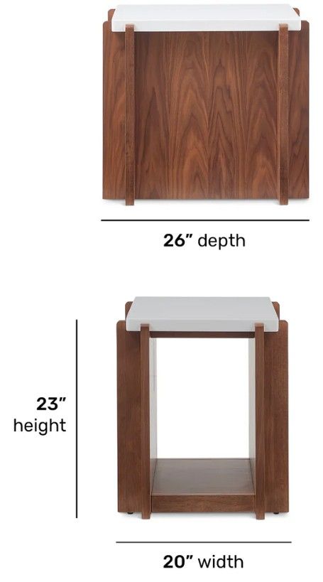 Flexsteel® Lincoln White End Table with Walnut Base-2