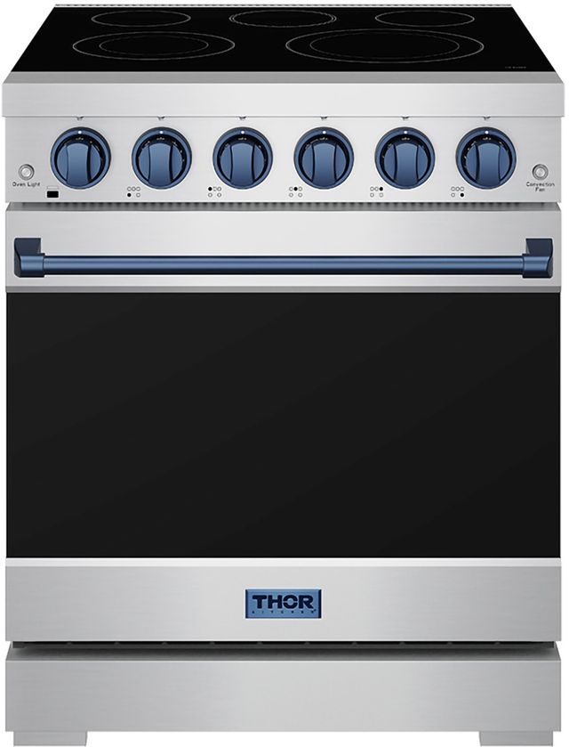 Thor Kitchen Gordon Ramsay Series 30" Stainless Steel Pro Style Electric Range with Precision Knob Control & Blue Hardware-0