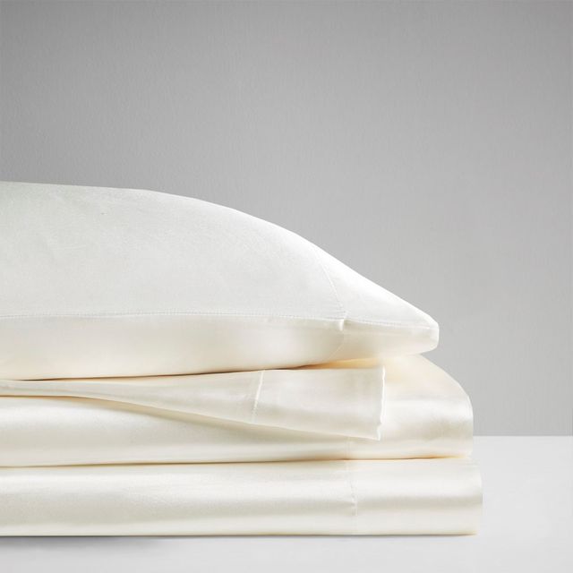 Olliix by Madison Park Essentials Satin 6 Pieces Ivory Queen Wrinkle-Free Luxurious Sheet Set-2