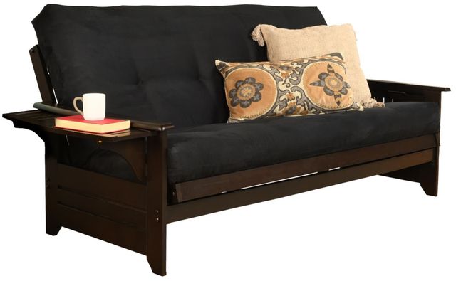 Kodiak Furniture Phoenix Suede Black/Espresso Full Futon with Mattress-0
