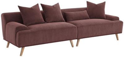 front view of the Coaster® Elizabeth Corduroy Wine Red Upholstered Extra Long Sofa