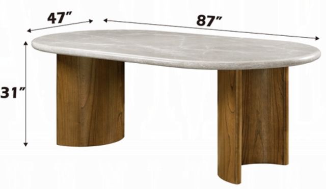 ACME Furniture Darcy Natural Dining Table with Dark Walnut Base-2