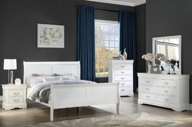 Crown Mark Louis Philip White Queen Sleigh Bed-1