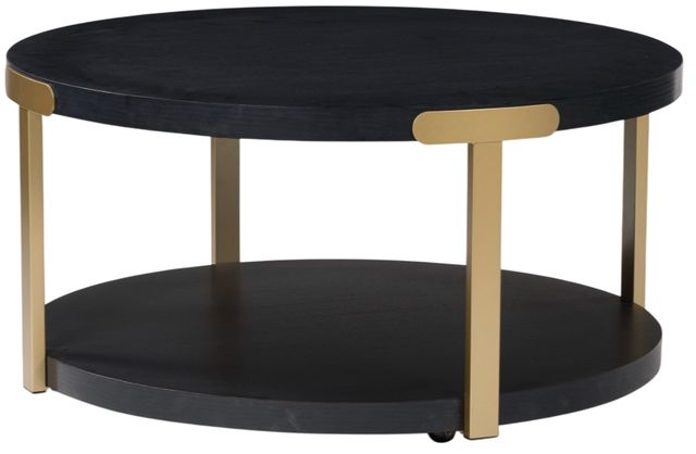 Signature Design by Ashley® Shylore 3-Piece Black Occasional Table Set with Brass Accents-3