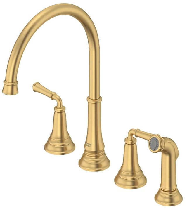 American Standard Delancey® Brushed Cool Sunrise 2-Handle Widespread Kitchen Faucet with Side Spray-2