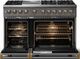 Viking® 5 Series 48" Damascus Gray Pro Style Dual Fuel (NG) Range with Brushed Brass Trim-1