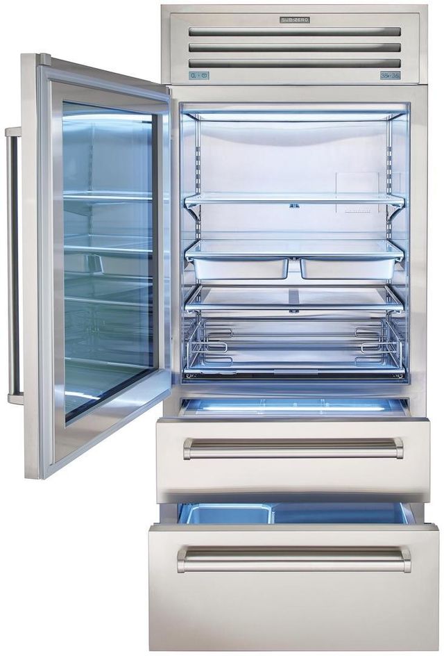 Sub-Zero® PRO Series 36" 22.7 Cu. Ft. Stainless Steel Frame Built-In Bottom Freezer Refrigerator-1