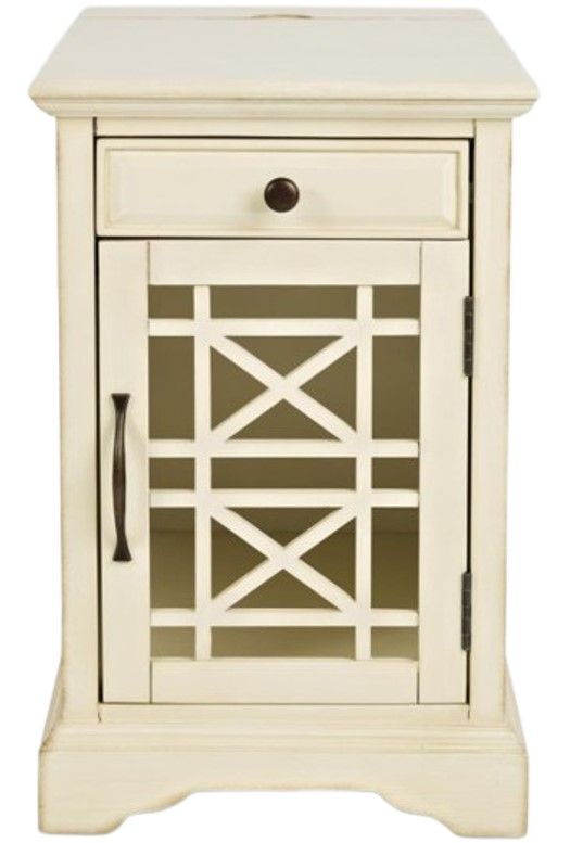 Jofran Inc. Craftsman Antique Cream Power Chairside Table-2