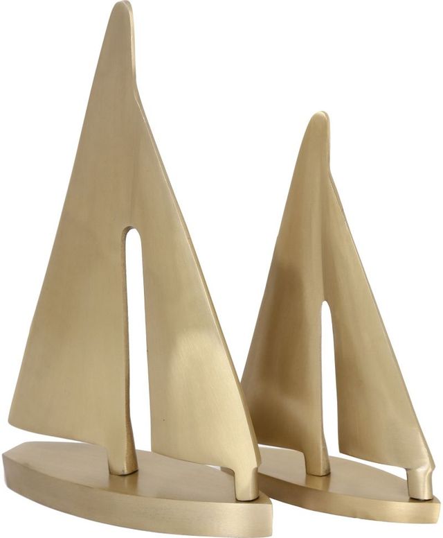 Renwil® Fable Set of 2 Gold Sail Boats Statues-0