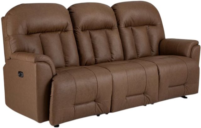 Best® Home Furnishings Customizable Suitably Leather Power Reclining Space Saver Sofa with Power Tilt Headrest-0