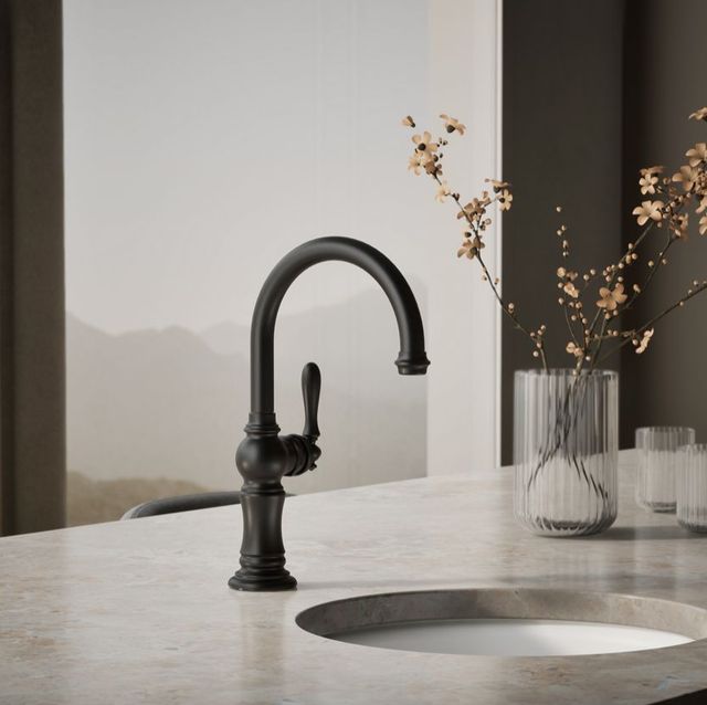 KOHLER® Artifacts® Matte Black 7" Single-Handle Kitchen Sink Faucet-1
