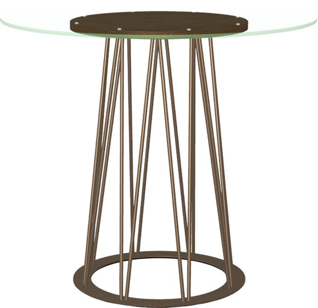 Amisco Customizable Calypso 42" Round Pub Counter Height Table with 0.5" Clear Glass/Walnut Veneer Top-0