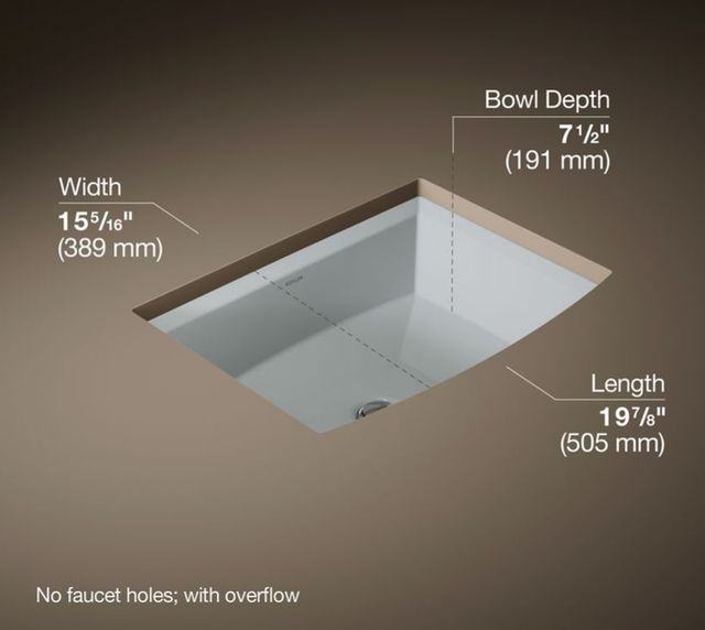 Kohler Archer® Ice Grey 20" Rectangular Undermount Bathroom Sink-3