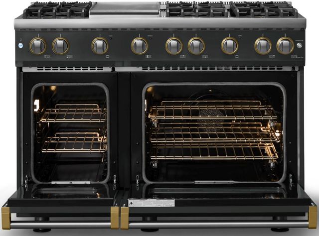 Viking® 5 Series 48" Antique Bronze Pro Style Gas (NG) Range with Brushed Brass Trim-1