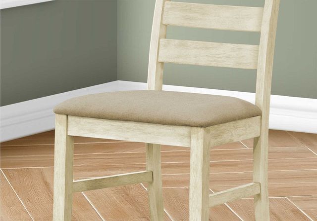 Monarch Specialties Inc. 2-Piece Antique White/Beige Linen Look 38" Upholstered Dining Side Chairs-1